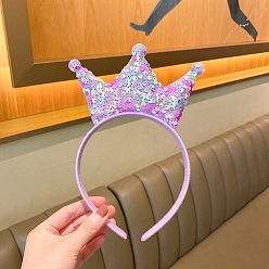 Plum Sequin Children's Princess Crown Cloth Hair Bands, for Girls, Plum, 210x130mm