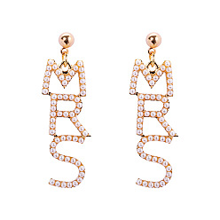 56838 Fashionable Alloy Pearl Letter MRS Earrings for Women Street Style Jewelry