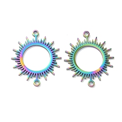 Rainbow Color 304 подвески с полыми соединителями из нержавеющей стали, ионное покрытие (ip), солнце, Радуга цветов, 16x19x1 мм, отверстие : 1.2 мм