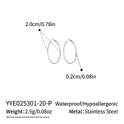 Серебро Серьги из 304 нержавеющей стали, серебряные, 20x2 мм