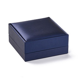 Bleu Moyen  Boîte à bijoux en cuir pu, Pour pendentif, boîte d'emballage bague et bracelet, carrée, bleu moyen, 9x9x4.5 cm