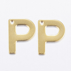 Letter P 304 прелести нержавеющей стали, letter.p, реальный 18 k позолоченный, 11x8.5x0.8 мм, отверстие : 1 мм