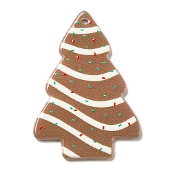 Sienna Christmas Themed  Acrylic Pendants, Christmas Tree, Sienna, 43x30x2mm, Hole: 1.6mm