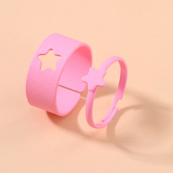 star Romantic Pink Hollow Dolphin Animal Ring Set for Couples - Stackable, Unique Design