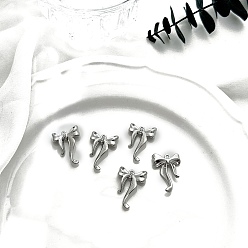 Платина Сплава кристалла горный хрусталь подвески, бантом прелести, платина, 24x16.5 мм