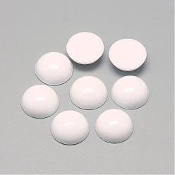 White Acrylic Cabochons, Half Round/Dome, White, 20x6.5~7mm