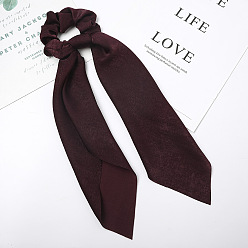 C214 Velvet Ribbon - Burgundy Color No. 20 Silk Satin Solid Color Hair Scrunchies with Long Tails and Printed Ribbon for Women