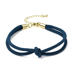 Steel Blue 3MM Round Nylon Braided Cord Bracelet Making, Knot, with Golden 202 Stainless Steel Lobster Clasp & Brass Finding, Steel Blue, 6.69x0.39 inch(17x1cm)