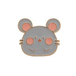 Mouse Chinese Zodiac Animal Enamel Pin, Gold Plated Alloy Cartoon Badge for Backpack Clothes, Mouse, 26x29mm