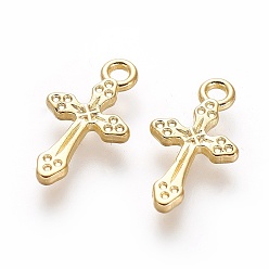 Golden Alloy Pendants, Lead Free and Cadmium Free, Cross, Golden, about 19mm long, 10.5mm wide, 2mm thick, hole: 2mm