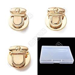 Light Gold 6Pcs 3 Styles Zinc Alloy Tuck Lock Clasp, Purse Thumb Lock, for Bag Replacement Accessories, Light Gold, 34~47x30.5~39x10~16mm, 2pcs/style