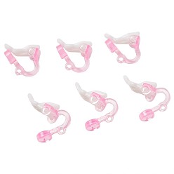 Pink Plastic Clip-on Earring Findings, Pink, 14x9x13mm