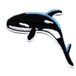Black Computerized Embroidery Cloth Iron on/Sew on Patches, Costume Accessories, Appliques, Whale, Black, 75x45mm