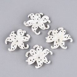 Negro Cuentas de plástico ccb, Flor de iris con estrella, negro, 40~40.5x44~45x9~10 mm, agujero: 2.8 mm