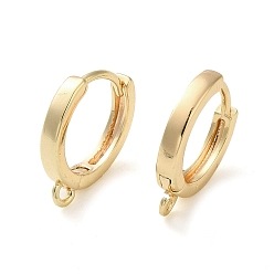 Real 18K Gold Plated Brass Hoop Earrings Finding, with Horizontal Loop, Ring, Real 18K Gold Plated, 18 Gauge, 15x13.5x2.5mm, Hole: 1.2mm, Pin: 1mm