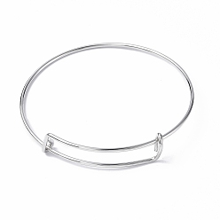 Stainless Steel Color Adjustable 304 Stainless Steel Wire Bangle Making, Stainless Steel Color, Inner Diameter: 2-1/2 inch(6.5cm)