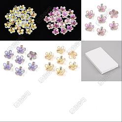 Mixed Color 150Pcs 5 Colors Transparent Electroplate Glass Bead Caps, 5-Patal Flower, Mixed Color, 10~11x4~4.5mm, Hole: 1.2~1.4mm, 30pcs/color