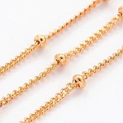 Golden 304 Stainless Steel Twisted Chains, Curb Chains, Soldered, Satellite Chains, with Spool, Rondelle Beads, Golden, 2x1mm, about 65.61 Feet(20m)/roll