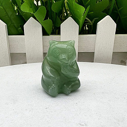 Зеленый Авантюрин Натуральный зеленый авантюрин скульптурные украшения, для украшения стола домашнего офиса, медведь, 30~40 мм