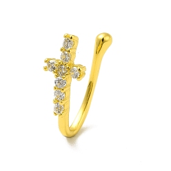 Золотой Прозрачная крестообразная клипса из циркония на кольцах в носу, латунная манжета для носа без пирсинга для женщин, золотые, 12 мм