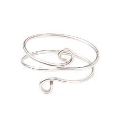Silver Brass Wire Wrap Double Line Cuff Ring for Women, Silver, US Size 9(18.9mm)