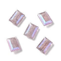 Light Amethyst Crackle Moonlight Style Glass Rhinestone Cabochons, Pointed Back, Rectangle, Light Amethyst, 14x10x5.5mm