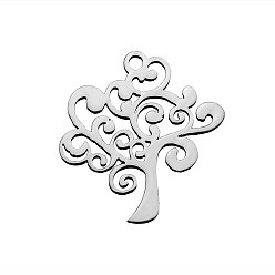 Stainless Steel Color 201 Stainless Steel Pendants, Tree, Stainless Steel Color, 20x18x1.1mm, Hole: 1.5mm