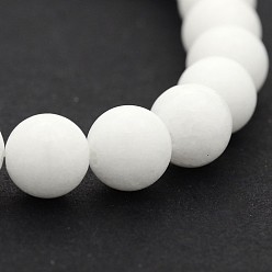 White Natural White Jade Round Bead Strands, Grade A, White, 8mm, Hole: 1mm, about 48pcs/strand, 14.9 inch