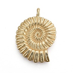 Matte Gold Color Tibetan Style Alloy Pendants, Lead Free & Nickel Free & Cadmium Free, Nautilus Shell, Real 18K Gold Plated, Matte Gold Color, 37x27x7mm, Hole: 3mm