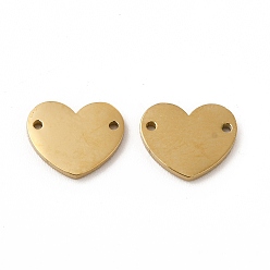 Real 14K Gold Plated Ion Plating(IP) 304 Stainless Steel Connector Charms, Heart Links, Real 14K Gold Plated, 7.5x9x1mm, Hole: 0.8mm