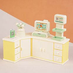 Желтый Пластиковые миниатюрные украшения, аксессуары для кукольного домика с микро-ландшафтом, касса, желтые, 28~150x27~45x25~65 мм