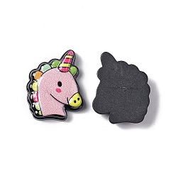 Pink Opaque Resin Cabochons, Unicorn, Pink, 22.5x17.5x5mm