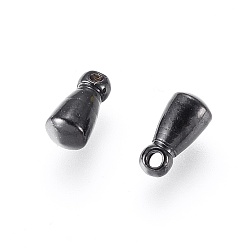 Electrophoresis Black 304 Stainless Steel Charms, Chain Extender Drop, Teardrop, Electrophoresis Black, 6x3mm, Hole: 1mm
