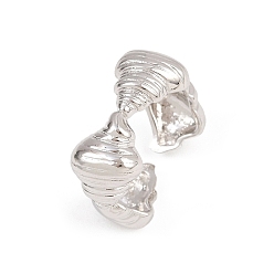 Другие Латунные кольца-манжеты для женщин, без кадмия и без свинца, стойки покрытие, долговечный, платина, форма раковины, 9 мм, внутренний диаметр: регулируемый