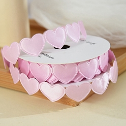 Pearl Pink 9M Valentine's Day Polyester Love Heart Ribbon Trim, Garment Accessories, Gift Packaging, Pearl Pink, 5/8 inch(15mm), about 9.84 Yards(9m)/Roll