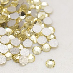 Jonquil Glass Flat Back Rhinestone, Grade A, Back Plated, Faceted, Half Round, Jonquil, 3~3.2mm, about 1440pcs/bag
