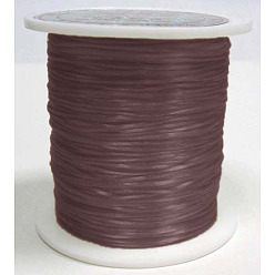 Coconut Marrón Cuerda de cristal elástica plana, hilo de cuentas elástico, para hacer la pulsera elástica, teñido, coco marrón, 0.8 mm, aproximadamente 9.84~10.93 yardas (9~10 m) / rollo