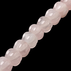 Rose Quartz Natural Rose Quartz Beads Strands, Pumpkin, 10x14x12.5mm, Hole: 1mm, about 20pcs/strand, 7.72''~7.76''(19.6~19.7cm)