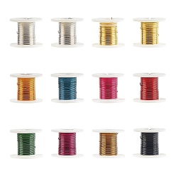 Mixed Color Round Copper Jewelry Wire, Mixed Color, 26 Gauge, 0.4mm, about 9 Feet(3 yards)/roll, 12 rolls/box