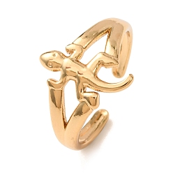 Golden 304 Edelstahlmanschetten mit offenen Ringen, Eidechse, Ionenbeschichtung (ip), golden, 14.5 mm, Innendurchmesser: 18 mm