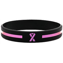 Hot Pink Ribbon Shape Silicone Cord Bracelet for Women, Hot Pink, Inner Diameter: 2-3/8 inch(6cm)