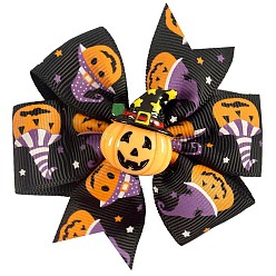 black pumpkin Haisheng Halloween bow headdress baby hair clip children cartoon accessories bat three-dimensional clip hair accessories