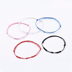 Mixed Color Adjustable Korean Waxed Polyester Cord Bracelets, Mixed Color, 2 inch~3-1/2 inch(5~8.8cm), 5pcs/set