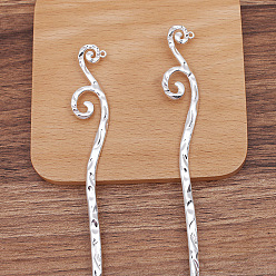 Платина Палочки для волос из сплава виноградной лозы, с петлей, долговечные аксессуары для волос с гальванопокрытием для женщин, платина, 176x18 мм