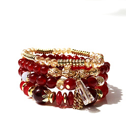 Red Bohemian Crystal Pendant Tassel Bracelet Multi-layered European and American Style Fashion Jewelry