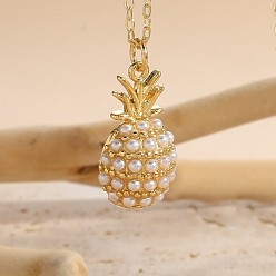 XL2220 Pineapple Chic Pearl Pineapple Wish Tree Pendant on 14K Gold Plated Copper Necklace