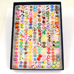 100 pairs of adhesive needles Очаровательные серьги-пусеты с мультяшными героями — 100 пары фруктовых миксов, фигурки животных и цветов из мягкой глины