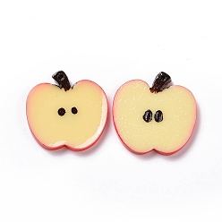 Light Khaki Opaque Resin Fruit Pendants, Apple Slice Charm, Light Khaki, 30x29.5x3mm, Hole: 1.6mm