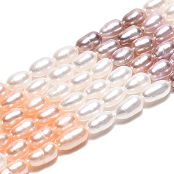 Mixed Color Three Color Natural Cultured Freshwater Pearl Beads Strands, Rice, Mixed Color, 3.5~7x2.5~3.5mm, Hole: 0.5mm, about 64~82pcs/strand, 14.96~15.16 inch(38~38.5cm)