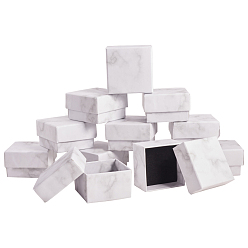 Белый Бумажные картонные коробки для ювелирных украшений, квадратный, белые, 5.2x5.2x3.3 см